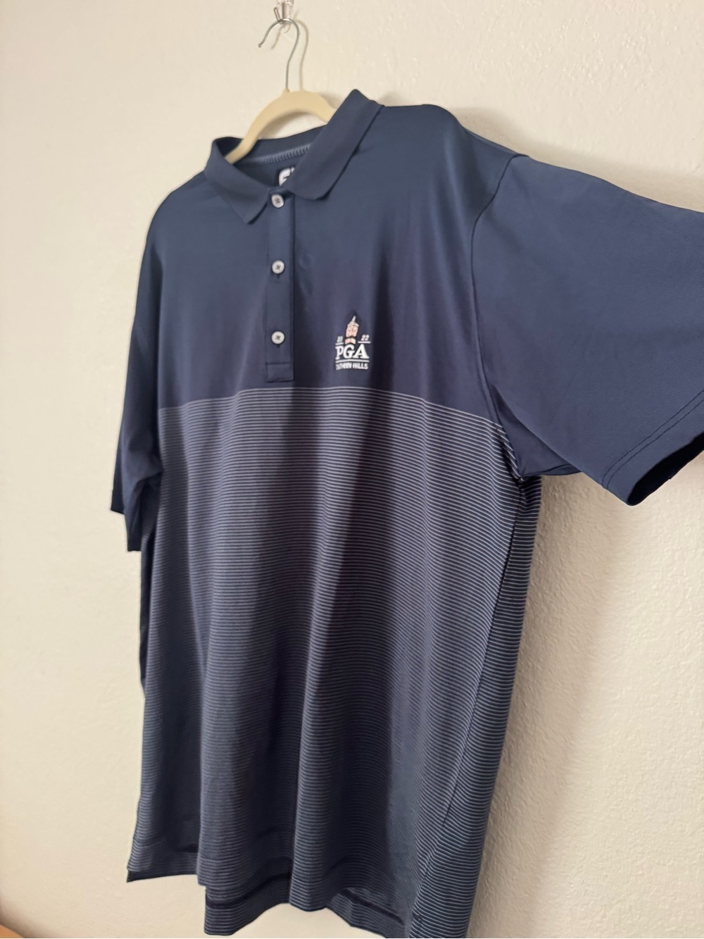 FootJoy Men's Navy Striped Performance Polo